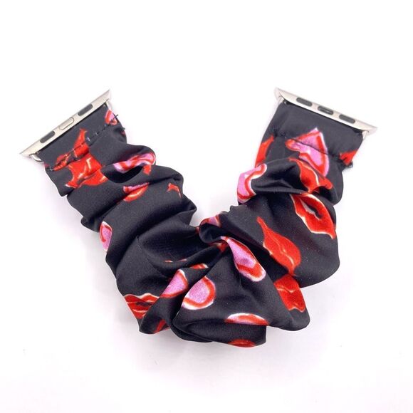 Black scrunchie smart watch replacement band 42/44mm - Picture 1 of 4